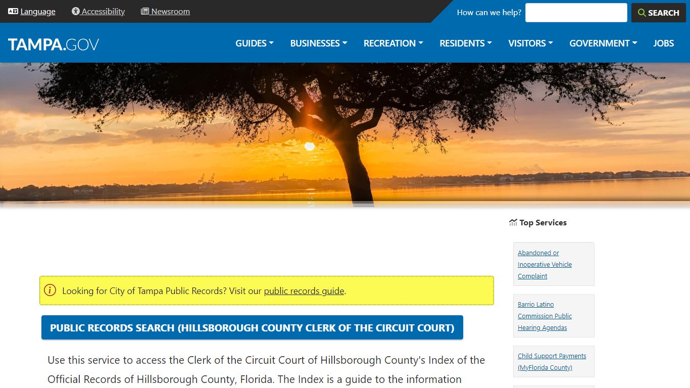 Public Records Search (Hillsborough County Clerk of the ... - City of Tampa