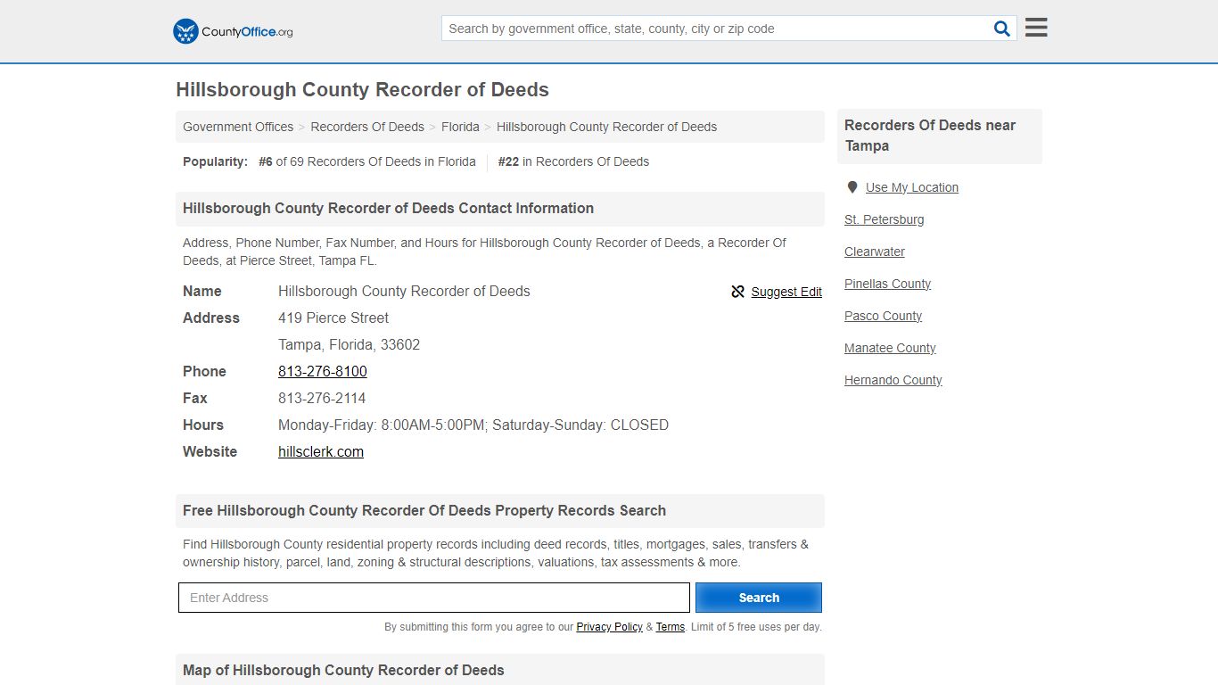 Hillsborough County Recorder of Deeds - Tampa, FL ... - County Office
